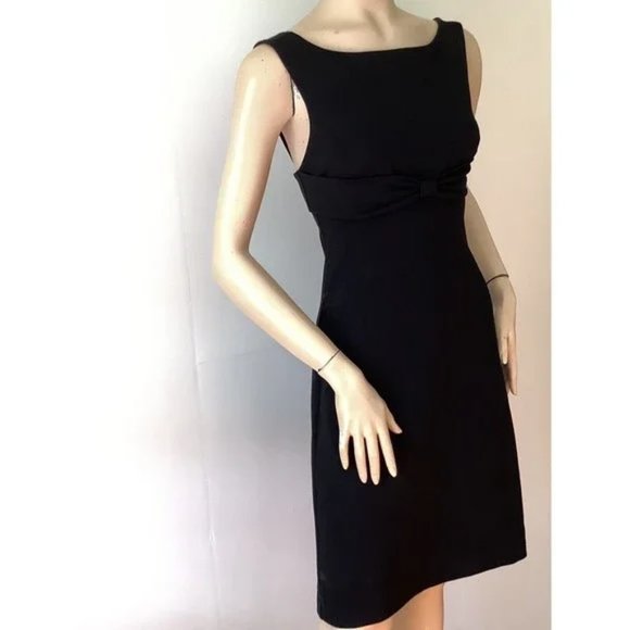 Diane von Furstenberg Rare DVF ❤️vtg LBD black bow front empire dress retro 6 - Picture 1 of 7